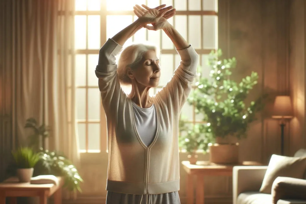 Why does stretching feel good?: elder person stretching