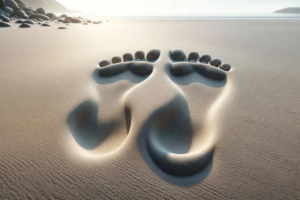 footprints on the sand